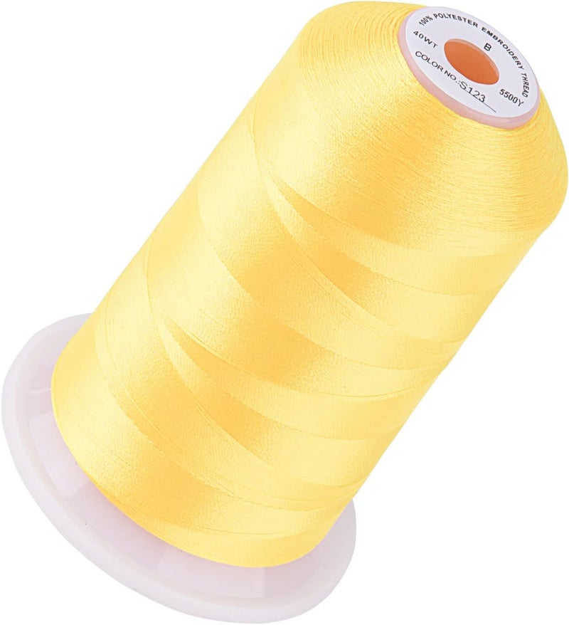 simthread 5500Yds Embroidery Thread, 5000M High-Yardage 40WT 100% Polyester Thread – 170+ Vivid Colors, High-Speed Rated – Compatible with Brother, Singer, Janome & More - Neon Yellow S123 - Image 1